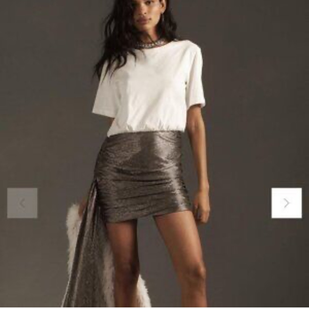 Anthropologie Silver Metallic Mini Dress